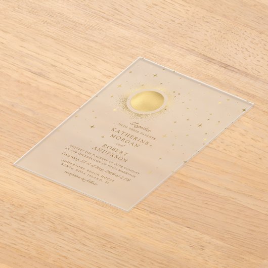 Celestial Midnight Moon Wedding Acryleinladungen (Ablage )