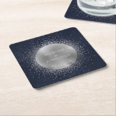Celestial Midnight Silver Moon Wedding Rechteckiger Pappuntersetzer (angewinkelt)