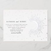 Celestial Midnight Silver Stars Wedding Folieneinladung (Vorderseite)