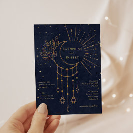 Celestial Midnight Stars Budget Foto Wedding Einladung