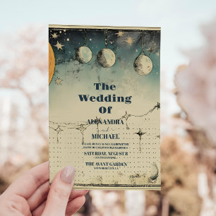 Celestial Midnight Stars Wedding Einladung