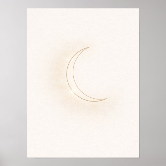 Celestial Minimal Moon Wall Art – Beige Crescent Poster (Vorne)