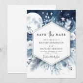 Celestial Minimal Moonlit Wedding Save The Date (Vorne/Hinten)