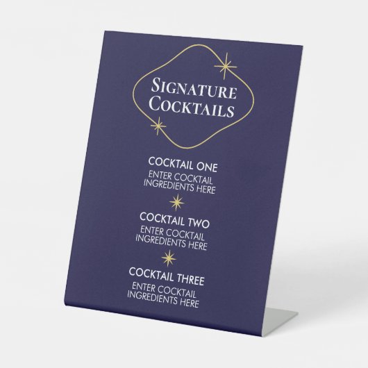 Celestial Minimalist Wedding Cocktails Sign Sockelschild (Vorderseite)
