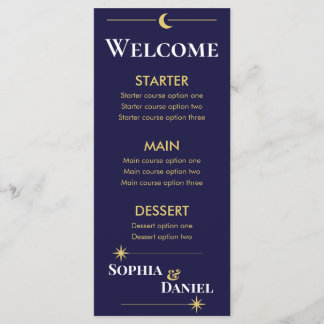 Celestial Minimalist Wedding Menu Menükarte