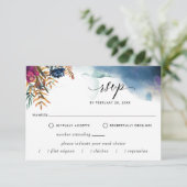 Celestial mit / ohne Mahlzeiten Optionen Hochzeit  RSVP Karte (Stehend Vorderseite)