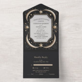 Celestial Mitternacht Black Stars Moon Wedding All In One Einladung (Innen Boden)