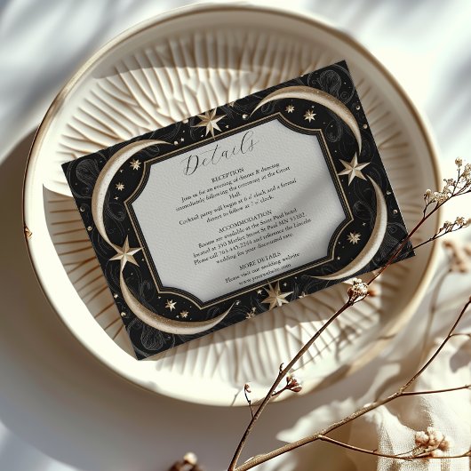 Celestial Mitternacht Black Stars Moon Wedding Begleitkarte