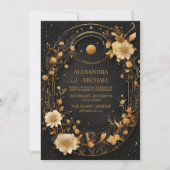 Celestial Mitternacht Black Stars Moon Wedding Einladung (Vorderseite)