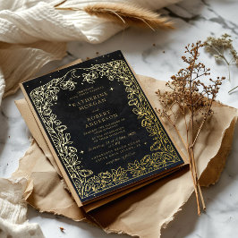 Celestial Mitternacht Black Stars Moon Wedding Folieneinladung