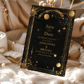 Celestial Mitternacht Black Stars Moon Wedding Save The Date
