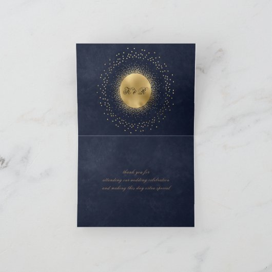 Celestial Mitternacht Blue Gold Stars Dankeschön K Dankeskarte (Innenseite)