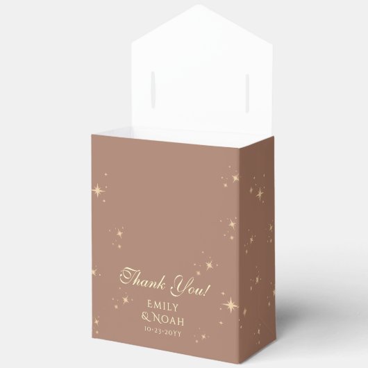 Celestial Mocha Gold Sun Moon Astronomie Hochzeit Geschenkschachtel (Offen)