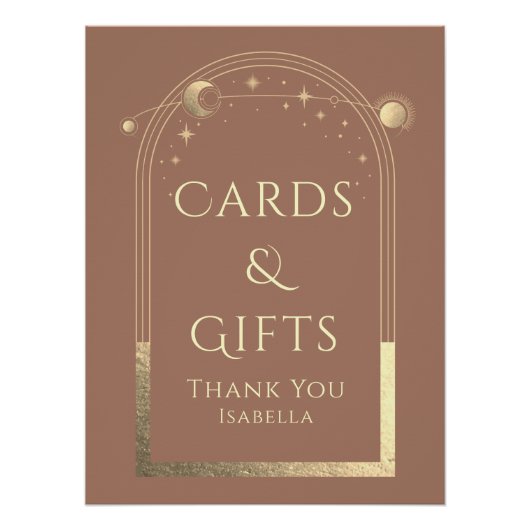 Celestial Mocha Gold Sun Moon Karten und Geschenke Poster (Vorderseite)