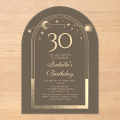 Celestial Mocha Gold Sun Moon Stars 30. Acryleinladungen (Vorderseite)