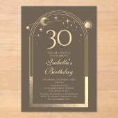 Celestial Mocha Gold Sun Moon Stars 30. Acryleinladungen (Vorderseite)