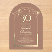 Celestial Mocha Gold Sun Moon Stars 30. Acryleinladungen (Vorderseite)