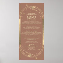 Celestial Mocha Gold Sun Moon Stars 30.