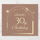 Celestial Mocha Gold Sun Moon Stars 30. Schaumweinetikett (Einzelnes Label)