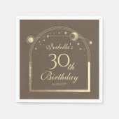 Celestial Mocha Gold Sun Moon Stars 30. Serviette (Vorderseite)