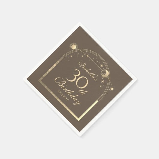 Celestial Mocha Gold Sun Moon Stars 30. Serviette (Ecke)