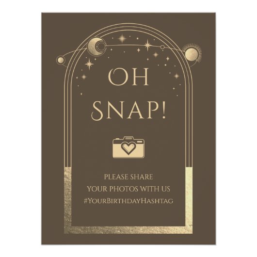 Celestial Mocha Gold Sun Moon Stars Oh Snap Poster (Vorderseite)