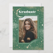 Celestial Modern Green Graduate Foto Abschluss Ankündigung (Vorderseite)