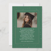 Celestial Modern Green Graduate Foto Abschluss Ankündigung (Rückseite)