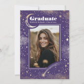 Celestial Modern Lila Graduate Foto Abschluss Ankündigung (Vorderseite)