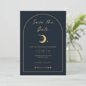 Celestial Moon and Stars Arch Save the Date Einladung (Stehend Vorderseite)