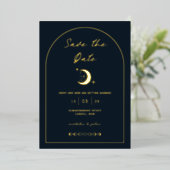 Celestial Moon and Stars Arch Save the Date Folieneinladung (Stehend vorne)