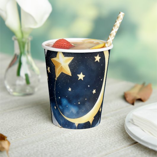 Celestial Moon and Stars Baby Dusche Pappbecher (In Situ)