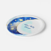 Celestial Moon and Stars Baby Dusche Pappteller (Schrägansicht)