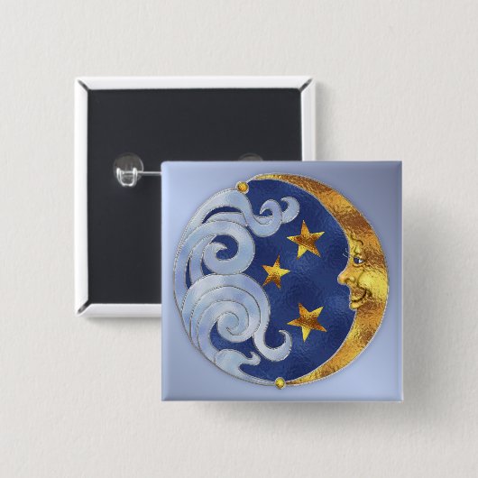 Celestial Moon and Stars Button (Vorne & Hinten)