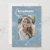 Celestial Moon and Stars Graduate Foto Abschluss Einladung (Vorderseite)