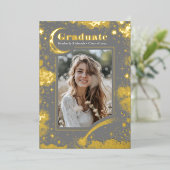 Celestial Moon and Stars Graduate Foto Abschluss Folieneinladung (Stehend vorne)