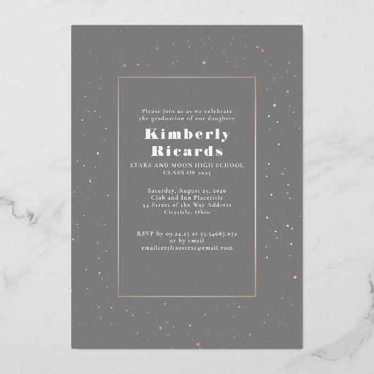 Celestial Moon and Stars Graduate Foto Abschluss Folieneinladung (Rückseite)