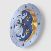 Celestial Moon and Stars Große Wanduhr (Winkel)