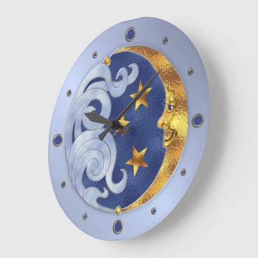 Celestial Moon and Stars Große Wanduhr (Winkel)