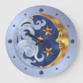 Celestial Moon and Stars Große Wanduhr (Vorderseite)