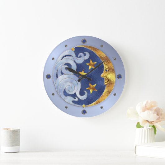 Celestial Moon and Stars Große Wanduhr (Zuhause)