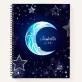 Celestial Moon and Stars Monogram Notebooks Notizblock (Vorderseite)