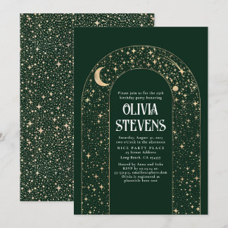 Celestial Moon and Stars Mystical Birthday Einladung