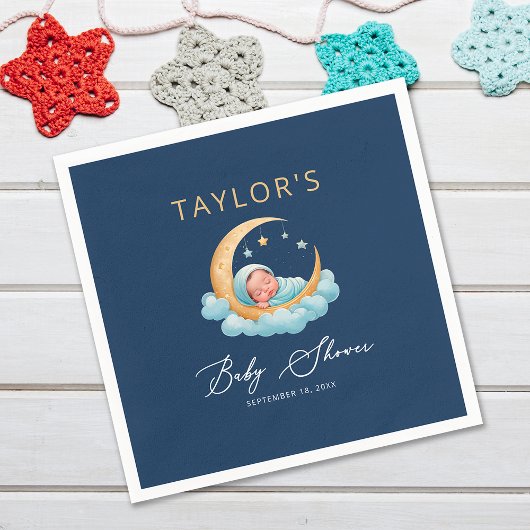 Celestial Moon and Stars Over the Moon Paper Serviette