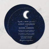 Celestial Moon and Stars Round Wedding Einladung (Vorne/Hinten)
