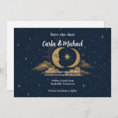 Celestial Moon and Stars Save the Date Invitation (Vorne/Hinten)