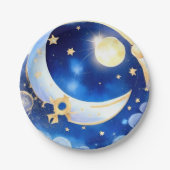 Celestial Moon and Stars Theme Boy Baby Dusche Pappteller (Vorderseite)