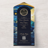 Celestial Moon and Stars Wedding All In One Einladung (Innen Boden)