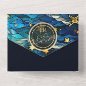 Celestial Moon and Stars Wedding All In One Einladung (Rückseite)