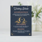 Celestial Moon and Stars Wedding Details Enclosure Begleitkarte (Stehend Vorderseite)